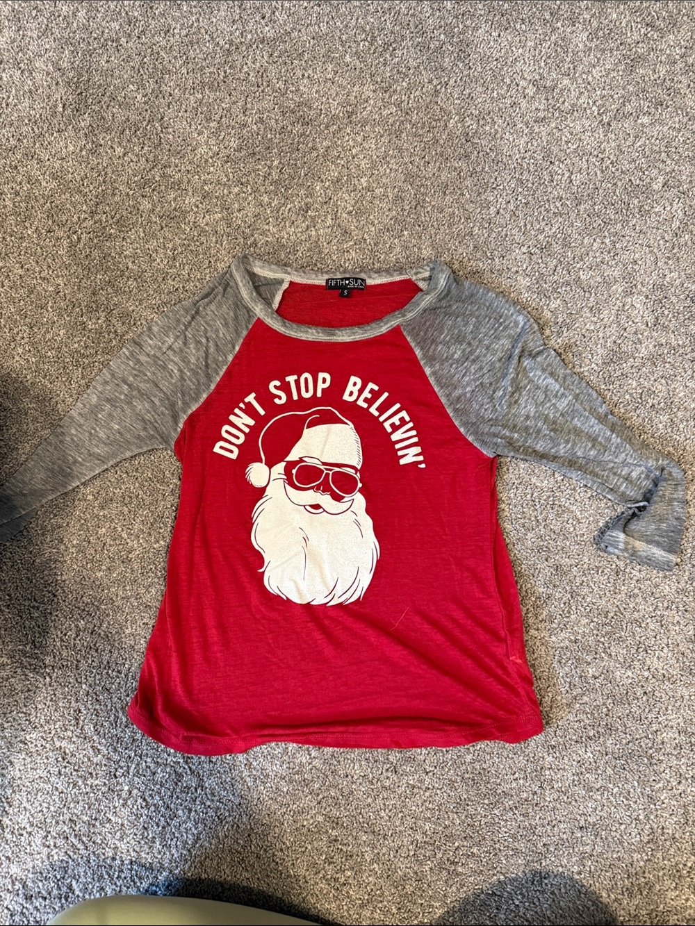 Fifth Sun Red & Gray 'Don't Stop Believin' Raglan Kids Tee